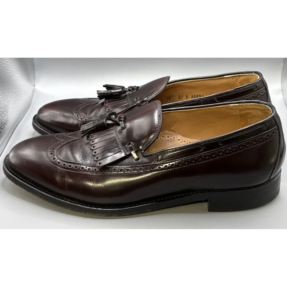 JOHNSTON & MURPHY  Loafers Men's 10 D, Burgundy‎ Wingtip Shoes Tassels